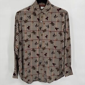 Graham & Gunn VTG Silk Women's Blouse Equestrian Horse Themed L/S Button Up